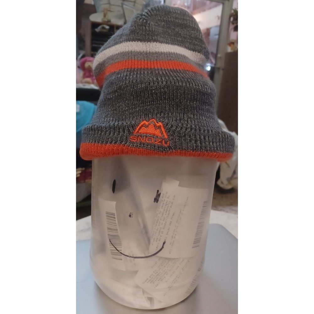 Snozu Toddler's Beanie 18 months - 6 years Orange Gray White